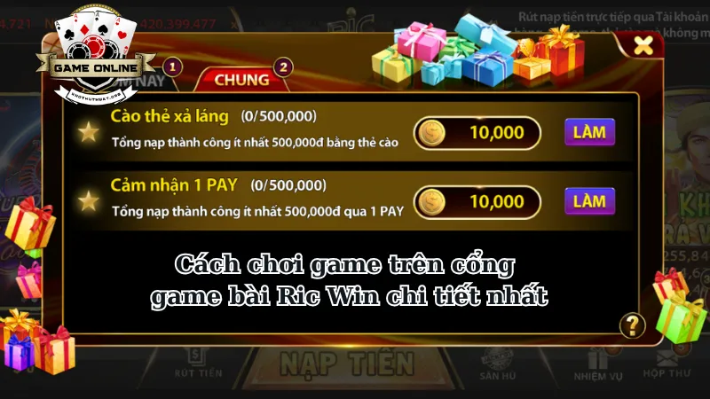 Cách chơi game trên cổng game bài Ric Win chi tiết nhất